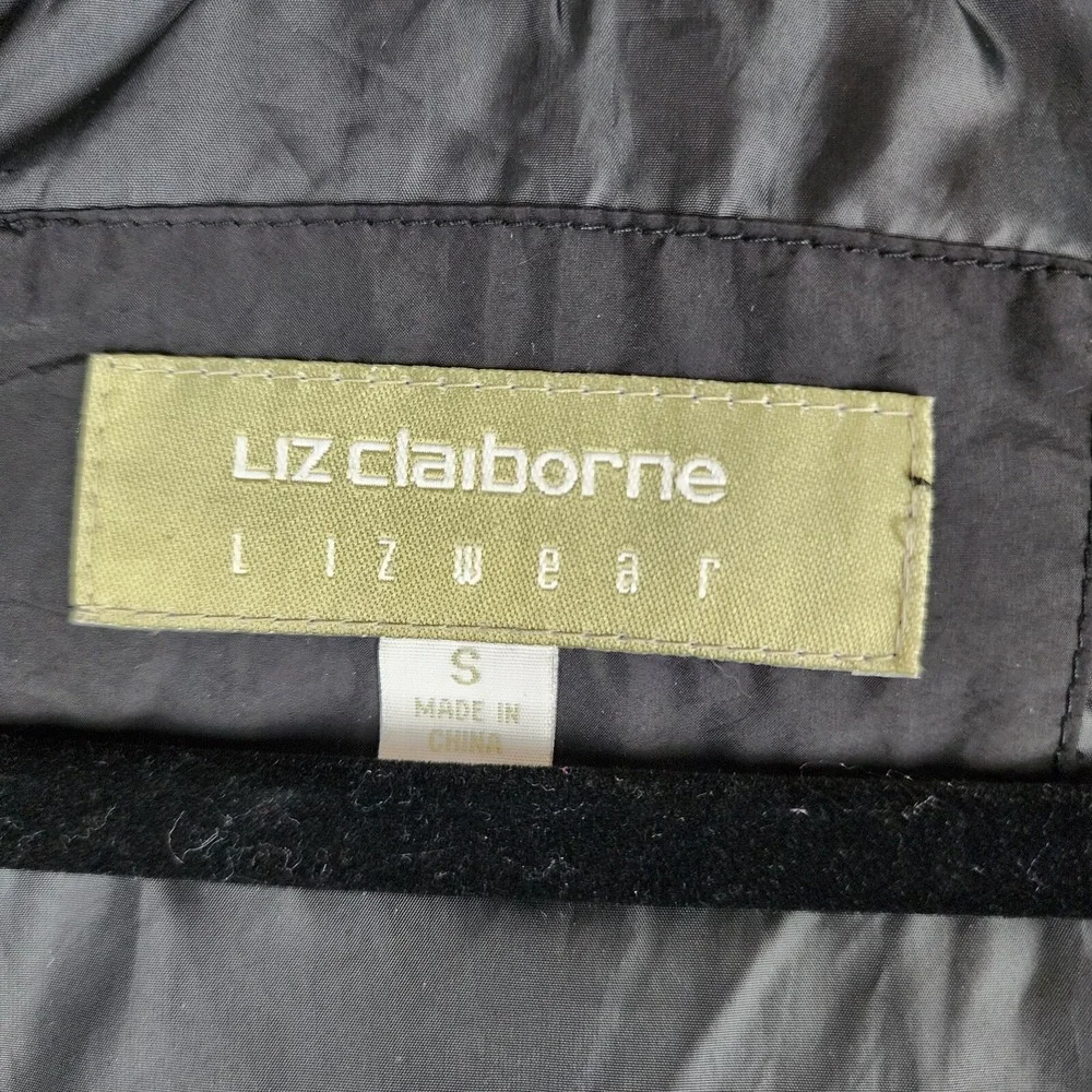 Liz Claiborne Womens Small Removable Hood Down Feather Puffer‎ Jacket Black